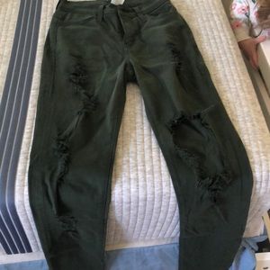 Fashion Nova Glistening Jeans, Olive.